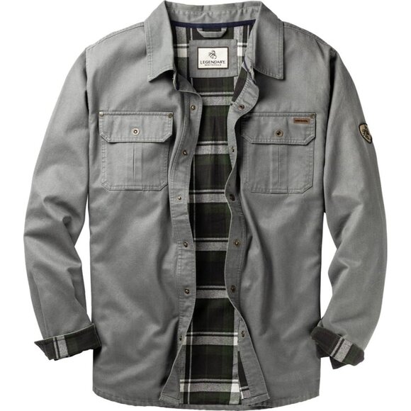 Mens Wolf Whitetails Flannel Lined Shirt Jacket Waxed Cotton Water Resis - Picture 1 of 7